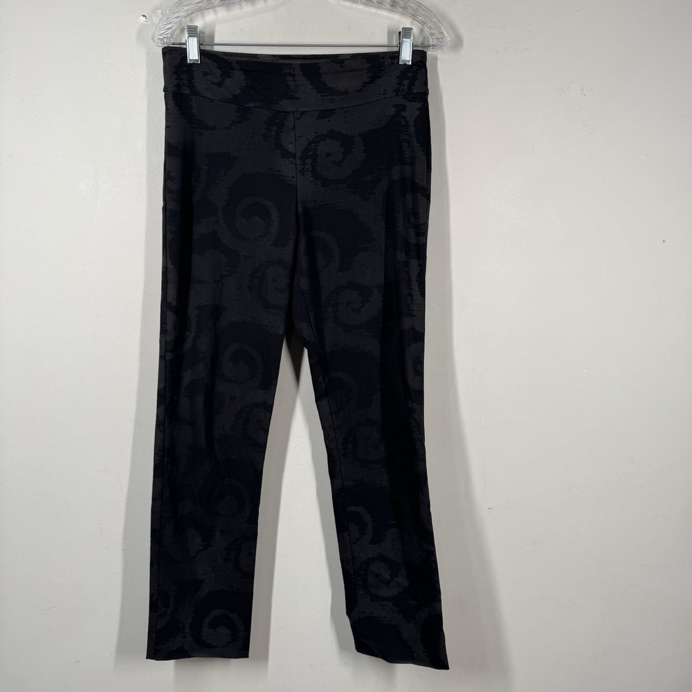 Krazy Larry Women's Sz 4 Black Swirl Dress Pants Spandex Machine Wash Pull On